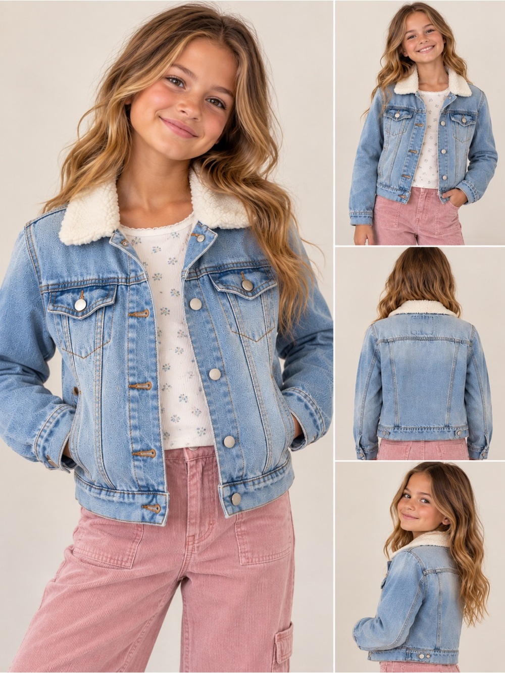 Kelly Utility Collection Denim Jacket with Sherpa Collar Size 10/12